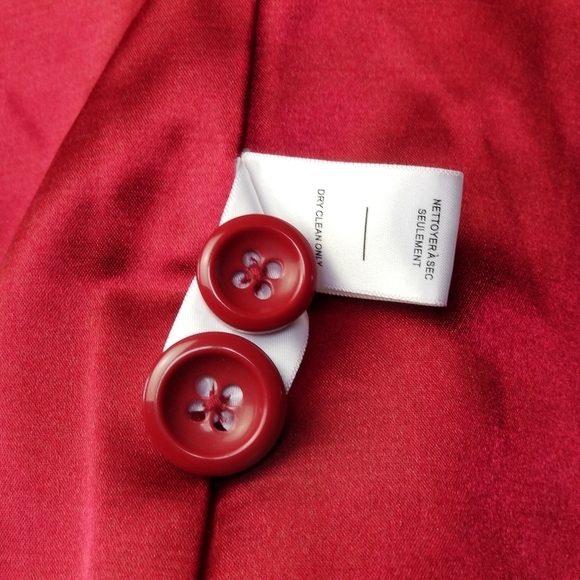 NWOT JACOB  Dbl Breasted Peacoat Epauletted Slash Pockets Structured RubyRed SML - Picture 8 of 10